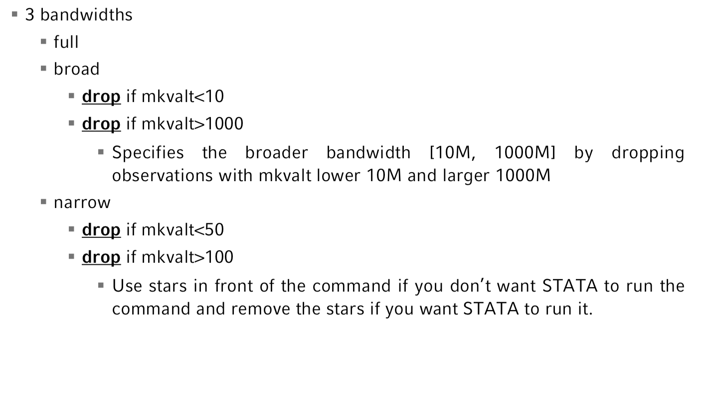 Apply RD and estimate RD in STATA + broad vs narrow b... MIM Repetico